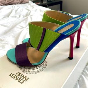 Gianni Versace multi color sandals size 35 - green, purple, blue, pink